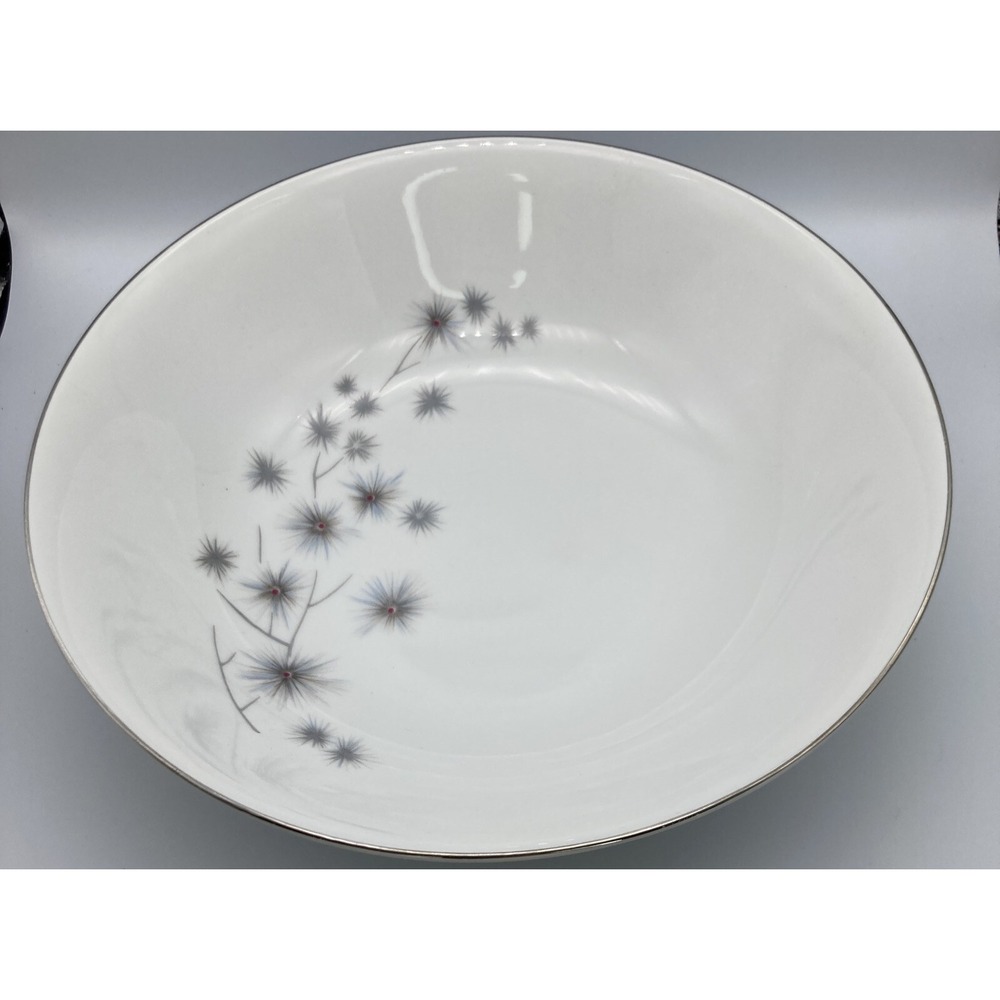 Mid Century Creative Japan Platinum Starburst Serving Bowl Silver Trim 1950's